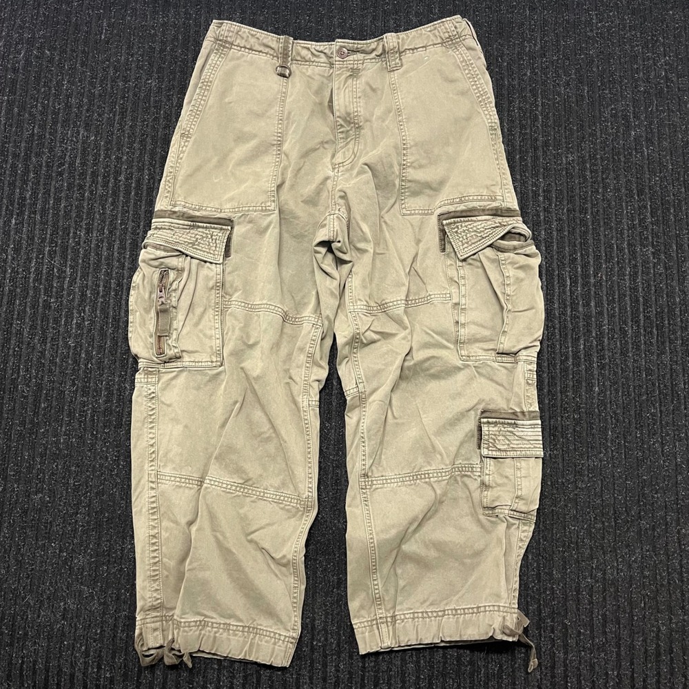 Abercrombie & Fitch Ultra Baggy Cargo Pants Mens 34x30 Olive Green Wide Leg Y2K